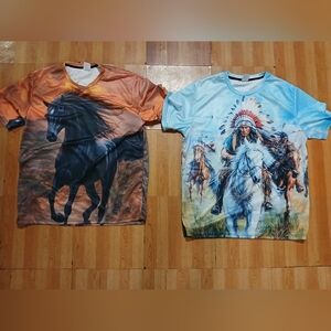 Men's Graphic Horse Print T-shirt Bundle, XL.